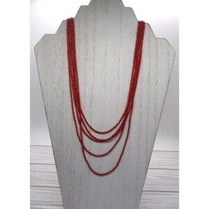 Beaded Necklace Red & Copper